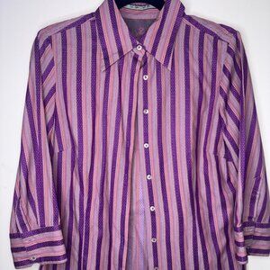 Men's Robert Graham Purple Burgundy 100% Cotton Patterned Button Down size M